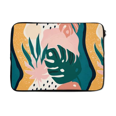 Produktbild von MuchoWow® Laptop Hülle 14 ZollBlätter - Farben - Muster Laptoptasche - Laptoptasche - Stoßsicher - Schutzhaube