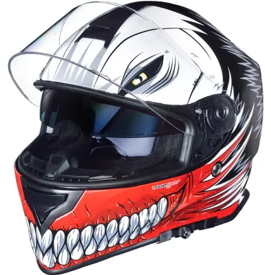 Produktbild von rueger Integralhelm Motorradhelm Kinder Motorrad Integral Bobber Sturz Helm Pinlock Red Hollow XL (61-62)