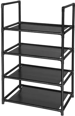 Schuhregal 4 Lagen, Vliesstoff, 45x28x76 cm, schwarz, 8-10 Paar