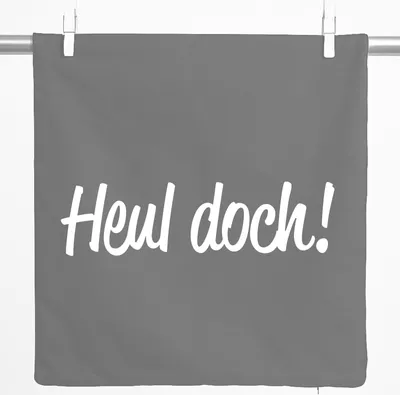 Produktbild von Huuraa Kissenbezug Heul doch Schriftzug 40x40cm Steel Grey Baumwolle Dekokissenbezug Geschenkidee