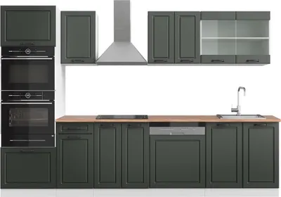 Produktbild von Küchenzeile Vicco R-Line Anthrazit Landhaus 300 cm mit Hochschrank, AP Eiche, Model 42400
