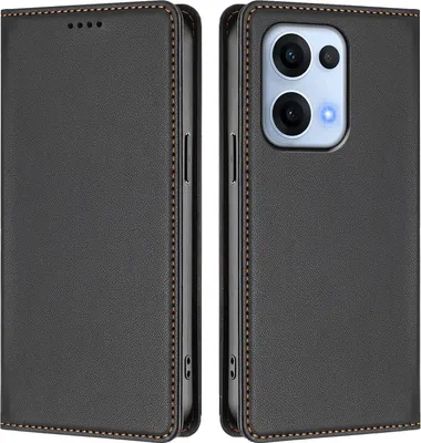 Immagine prodotto di Custodia in pelle per Oppo Reno13 5G, custodia flip magnetica in Finto cuoio con supporto Nero