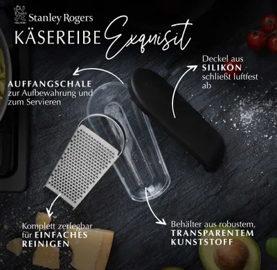 Produktbild von Stanley Rogers Parmesanreibe mit Frischebox  Vielseitig & praktisch  Reibe für Parmesan und Käse aller Art mit Auffangschale und Silikondeckel