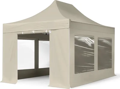 Immagine prodotto di TOOLPORT 3x4,5m gazebo pieghevole PES con laterali (finestre panoramiche), PROFESSIONAL alluminio, crema