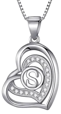 Produktbild von Morella® Damen Halskette Herz Buchstabe S 925 Silber rhodiniert mit Zirkoniasteinen weiß 46 cm