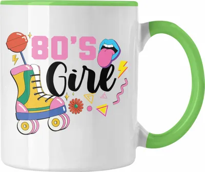 Produktbild von Trendation - 80's Girl 80er Jahre Tasse Geschenk Achziger Geschenkidee Party (Grün)