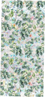 Zdjęcie produktu dla Folia okienna – folia witrażowa – dekoracja okienna – samoprzylepna i wielokrotnego użytku – 17 x 79 cm – zielona mozaika