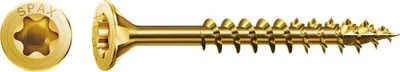 Produktbild von SPAX Universalschraube, T-STAR plus, Senkkopf, Teilgewinde, 4CUT, YELLOX A2L, gelb verzinkt - Größe: 6 x 280 mm - Menge: 100 Stück