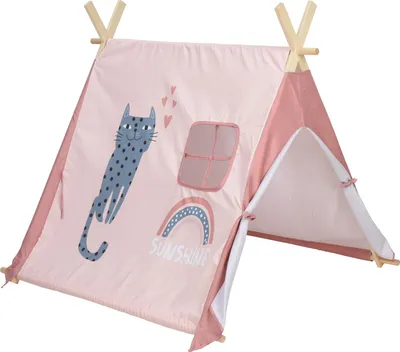 Immagine prodotto di Tenda per bambini con finestra e struttura in legno, 101 x 106 x 106 cm