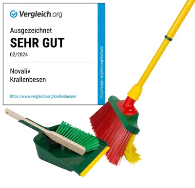 Produktbild von Novaliv Krallenbesen Set 30 cm Holz mit Teleskopstiel gebogenen Borsten Gartenbesen Straßenbesen Kehrbesen Laubbesen (1, Krallenfeger + Kehrschaufel Set Langstiel)