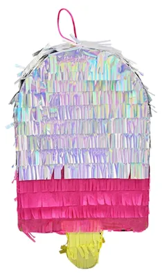 Produktbild von Papier-Piñata in Eiscremeform mit Süßigkeitenfüllung für Geburtstags- und Halloweenfeiern