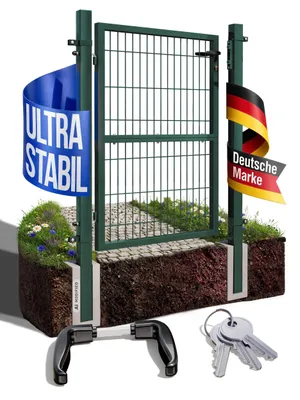 Immagine prodotto di Cancello da giardino, porta da giardino, cancello per recinzione, portone da giardino, tubo quadrato, antracite, verde, con serratura V2Aox; colore / altezza porta: verde / 140 cm