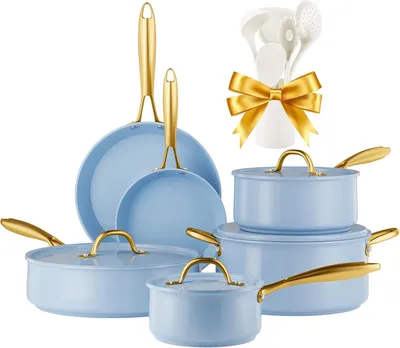 Zdjęcie produktu dla Zestaw patelni indukcyjnych z pokrywkami - Ceramiczna powłoka nieprzywierająca - 5 sztuk