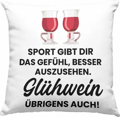 Produktbild von Trendation - Glühwein Deko-Kissen mit Füllung 40x40 Lustig Spruch Glühweinbecher mit Henkel Doppelwandig GlühweinDeko-Kissen mit Füllung 40x40n Gläser Weihnachtsmarkt Becher Deko-Kissen mit Füllung 40x40n Geschenk (Grau)