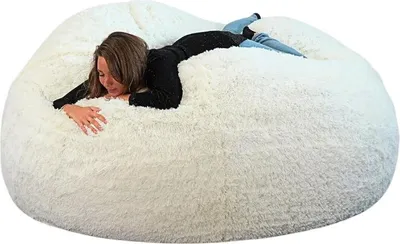 Produktbild von XXL-Sitzsack aus Kunstfell, Bezug maschinenwaschbar 200 cm, Weiß