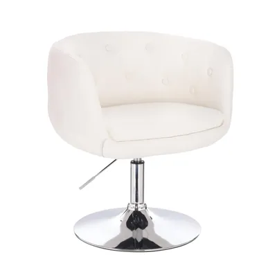 Produktbild von SVITA PANAMA Retro Loungestuhl Polsterstuhl Cocktailsessel Tellerfuß Metall Kunstleder Weiß