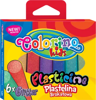 Zdjęcie produktu dla Plastelina 6 kolorów brokatowa Colorino