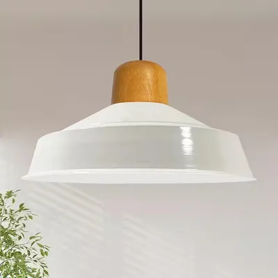 Produktbild von Pendelleuchte Metall Ø41 cm, Weiß innen weiß, E27, Vintage Lampe