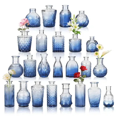 Immagine prodotto di Omgoods - Set di 24 mini vasi in vetro per decorazioni da tavolo, stile vintage