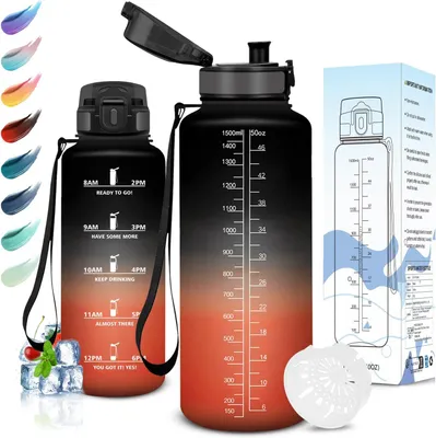 Image de Bouteille d'eau filtrante, 1,5 litre, sans BPA, étanche, idéale pour le sport et le bureau