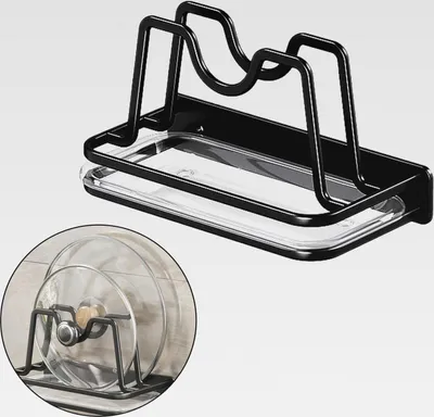 Produktbild von Topfpfannendeckel-Halter für Küchenschränke, Topfdeckelhalter, Abtropfgestell, Wandmontage Pfannendeckel Rack Zur Aufbewahrung und Organisation von Küchenutensilien