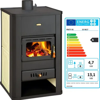 Obrázok produktu pre Kachle na drevo PRITY S3 W17 s vodným výmenníkom tepla – kachle na ústredné kúrenie – 17,8 kW