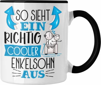 Produktbild von Trendation - Enkelsohn Tasse Geschenk So Sieht Ein RIchtig Cooler Enkelsohn Aus Geschenkidee Lustiger Spruch Geburtstag Becher Kaffeetasse (Schwarz)