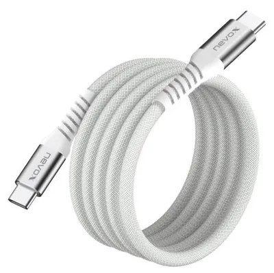 Produktbild von nevox USB-C zu USB-C Kabel 240W 1m magn. aufrollb. weiß