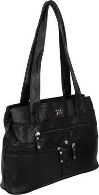 Produktbild von Damen Tasche Schultertasche Shopper Henkeltasche Handtasche Leder Optik SCHWARZ (15162)