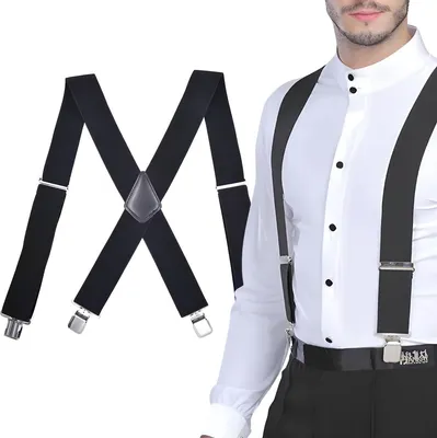 Produktbild von Hosenträger Herren Erwachsene – Hosenträger mit 4 breiten Clips – Schwarz