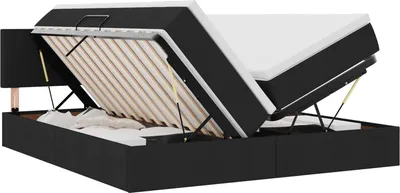 Image de vidaXL Lit avec barres lumineuses LED Noir 200 x 200 cm Tissu