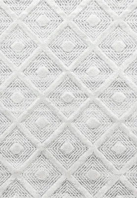 Produktbild von Teppich Wohnzimmer Hochflor Grau 240x340 Rechteck Geometrisches Design
