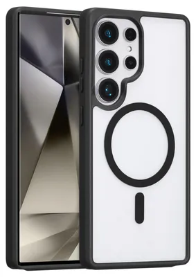 Obrázek produktu pro Magnetický kryt pro Samsung Galaxy S24 Ultra, kompatibilní s MagSafe, průhledné nárazuvzdorné pouzdro, ochranný zadní kryt Černá