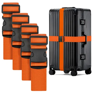 Obrázek produktu pro Popruh na kufr, 4 kusy, délka 130-250 cm, oranžová barva