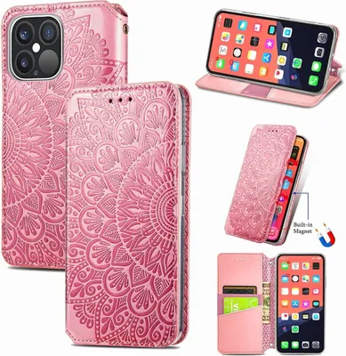 Produktbild von König Design Hülle kompatibel mit Apple iPhone 13 Pro Kunstleder Handyhülle - Handy Case Rosa