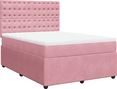Produktbild von vidaXL Boxspringbett mit Matratze Rosa 140x190 cm Samt
