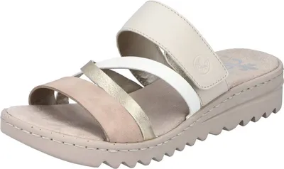 Produktbild von Rieker Damen Pantolette Keil Clog Klettverschluss V4652, Größe:41 EU, Farbe:Beige