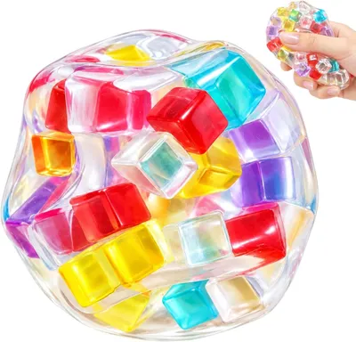 Immagine prodotto di Palla antistress - Palla brillante da stringere - Cubetti di ghiaccio morbidi e comprimibili - Giocattolo antistress