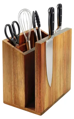 Magnetischer Messerblock doppelseitig, Akazienholz, 21,5x19x13 cm