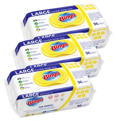 Produktbild von Bingo Zitrone 3x96 Blatt – Lemon Duft – Mehrzweck Reinigungstücher