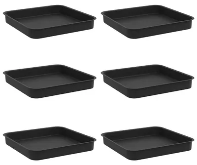 Produktbild von vidaXL Quadratisches Blumentablett 6 stk. Schwarz 15 x 15 x 2 cm