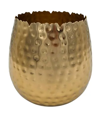 Produktbild von Blumentopf Übertopf Vase gold Metall Hammerschlag 18x18 cm Pflanztopf Deko