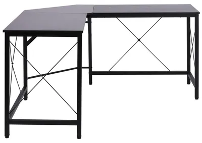 Image de Bureau informatique - Bureau d'angle en forme de L - MDF et acier - 150 x 76 cm - À assembler soi-même - Noir