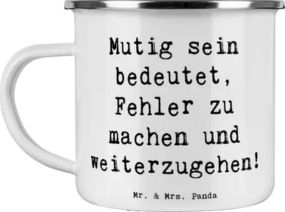 Produktbild von Mr. & Mrs. Panda Pott Spruch Fehler machen Lernen - Weiß - Geschenk, Unterstützung, Haferl, Liebe, daraus, Vertrauem, Hürden überwinden, Mutig sein, Emaille Becher, Tasse
