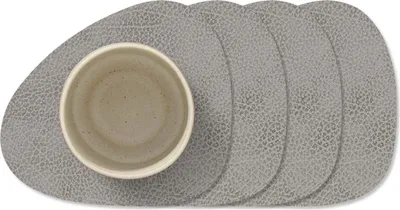 Productafbeelding van LIND DNA Onderzetters Hippo - Leer - Anthracite Grey - 13 x 11 cm - 4 Stuks