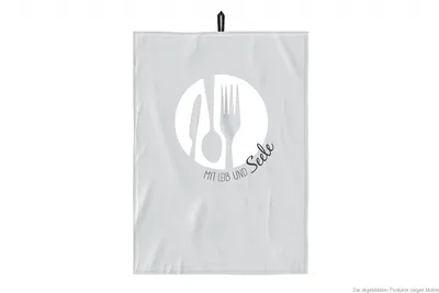 Produktbild von Geschirrtuch SIMPLE KITCHEN Mit Leib und Seele grau weiß 50x70cm LaVida WA