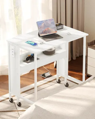 Klappbarer Schreibtisch 80 cm mit Regal und Ladestation