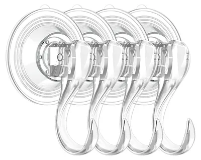 Saugnapf Haken 4er Pack, 3 kg Tragkraft, transparent, wiederverwendbar