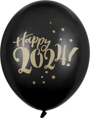 Produktbild von 30 cm Ballons „Happy 2024!“ Pastellschwarz, 1 Stk.