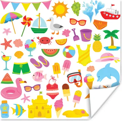 Produktbild von MuchoWow® Poster Sommer - Obst - Kinder 100x100 cm - Babyzimmer